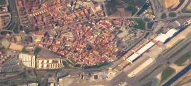 Vista aerea del casco historico de Barajas, Madrid